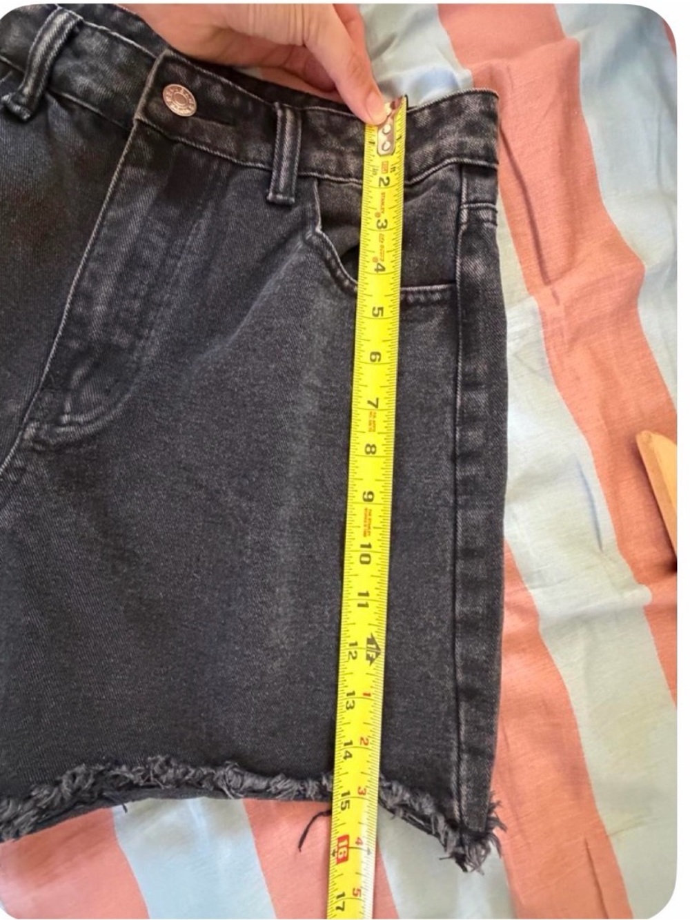High-Rise Black Denim Women's Shorts - Picture 4 of 4